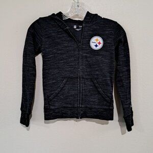 NFL Team Apparel Girls size 7/8 Pittsburgh Steelers Full zip black jacket hood